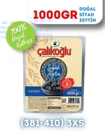 Çalıkoğlu Doğal Gemlik Siyah Zeytin 1000 gr (381-410) 3XS