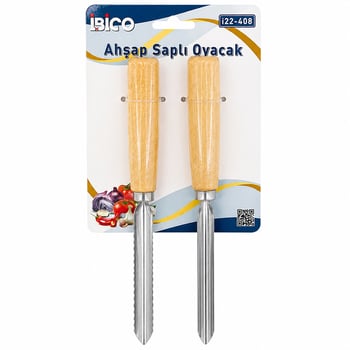 İ22-408 ( 2pcs ) ( Ahşap Saplı ) ( Metal ) Oyacak 24cm