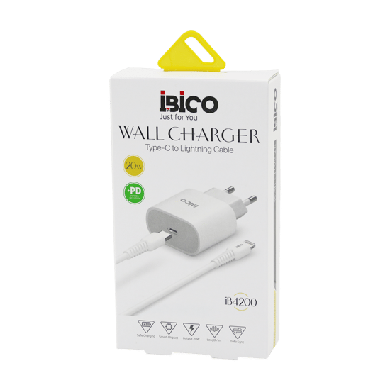 İb-4200 ( Type-c To=( İphone ) (set) (ev Başlık+ Kablo=1mt) Telefon Şarj (hızlı) (20w) (9v-12v-3.0a & 20w-1.5a)