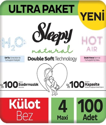 Sleepy Natural Double Soft 4 Numara Maxi 100'lü Bebek Bezi