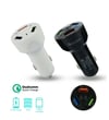 Oto 3 Lü Usb Qualcomm Quick Qc 3.0 7a Hızlı Araç Şarj Aleti Cihazı - Beyaz