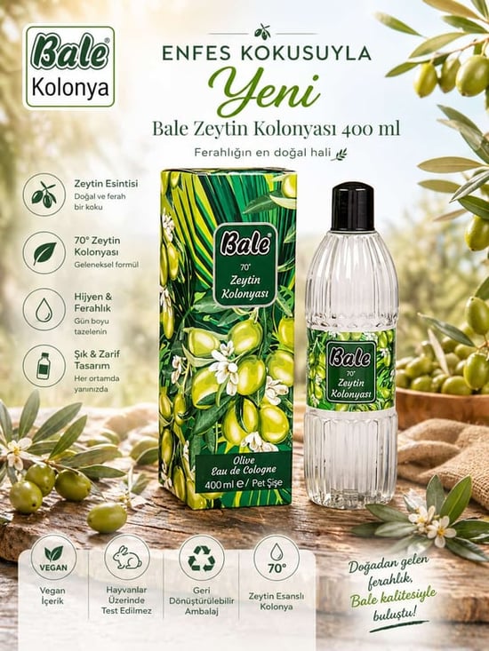 Bale Zeytin Kolonyası Kutulu Pet Şişe 400 ml.