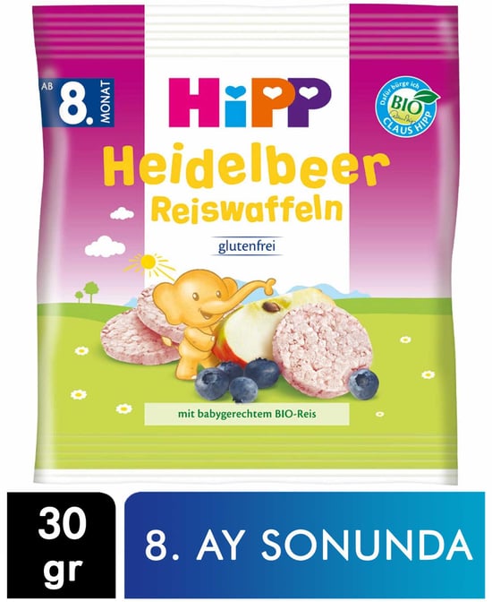 Hipp Organik Yabanmersinli Pirinçli Bebek Gofreti 30 G X 7'li Koli 8. Ay Sonunda