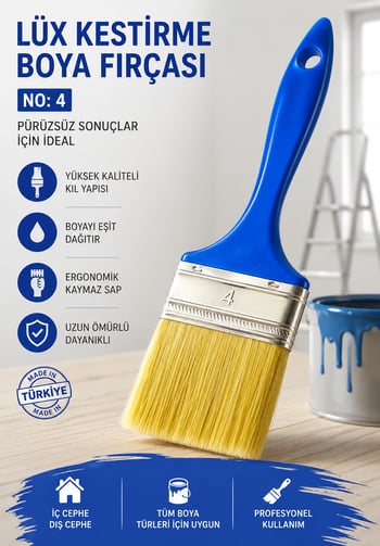 Standart Kestirme Boya Badana Hobi Fırçası No 4
