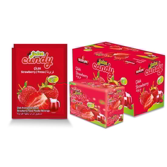 Juicecandy Çilek Aromalı Toz İçecek 10gr 24lü