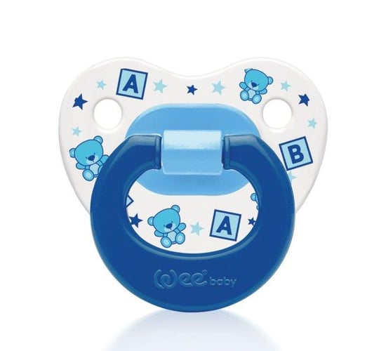 Wee Baby Desenli Damaklı Emzik No:1 0-6 Ay Mavi
