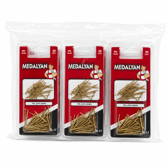 Medalyan Dl-17 ( 10x30 ) ( 30pcs ) Sarı Tp Çelik Tel Çivi