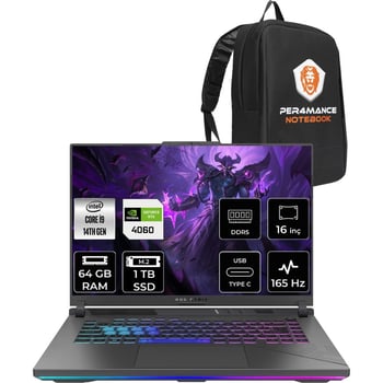 Asus Rog Strix G16 İ9 14900hx Rtx 4060 Gaming Laptop 64gb Ram 1tb Ssd 16" Fhd+ 165hz Freedos + Per4