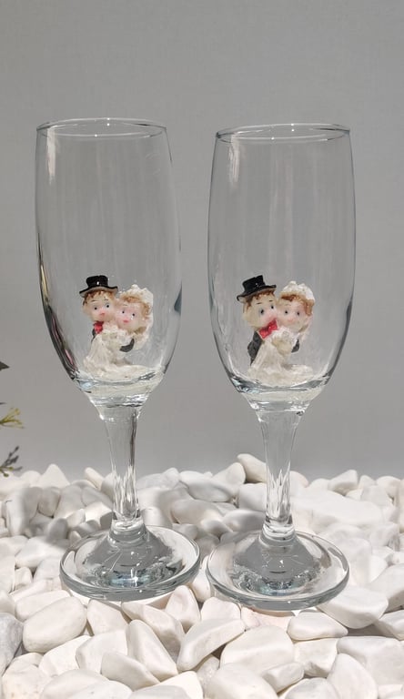 Kirlinova® Gelin Damat Figürlü 2'li Meşrubat Bardağı