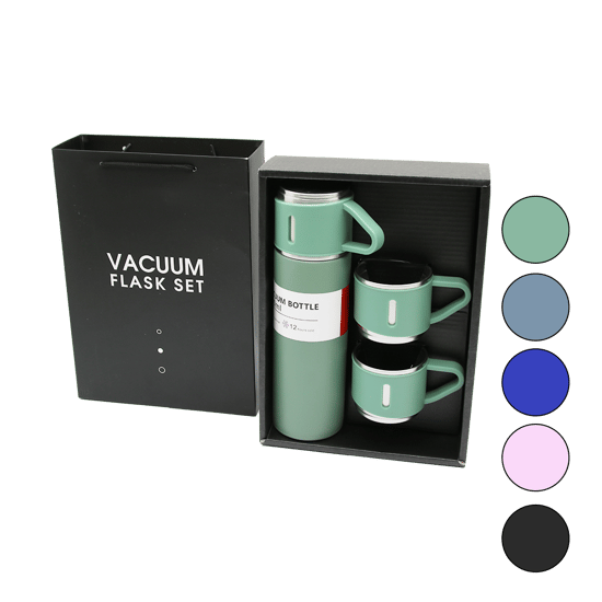 Mek-015 Vacuum Flask Set ( Çantalı ) ( 3pcs Bardaklı ) Renkli Çelik Termos Seti ( 500ml )