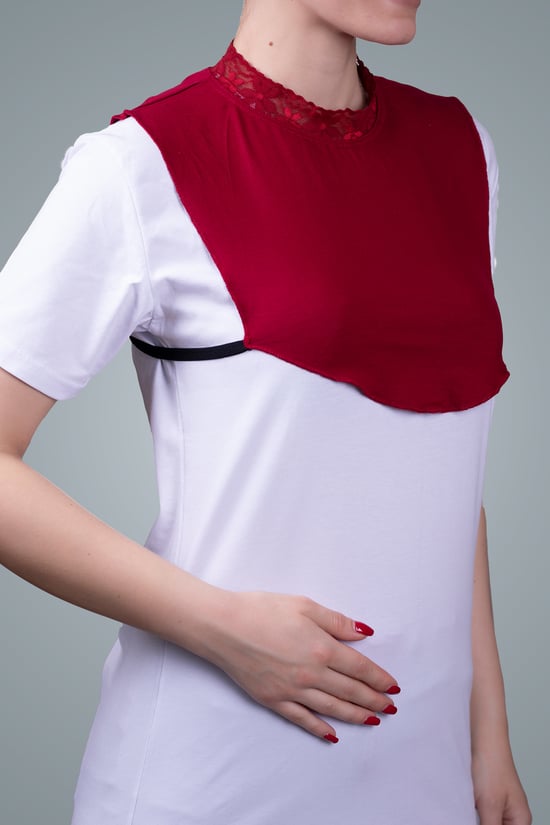 Hürrem Bone Bordo Tesettür Boyunluk Viskon Kumaş Yaka Dantelli 1004_16