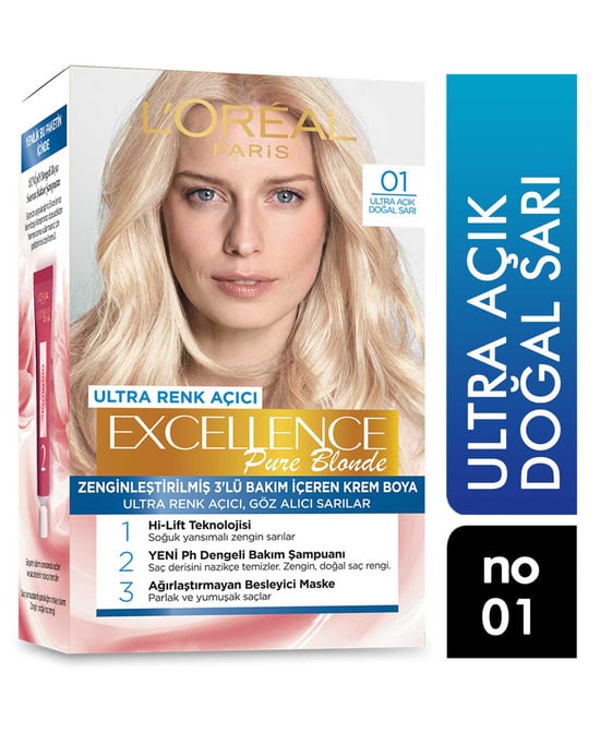 Loreal Excellence Saç Boyası No:01 Ultra Açık Doğal Sarı