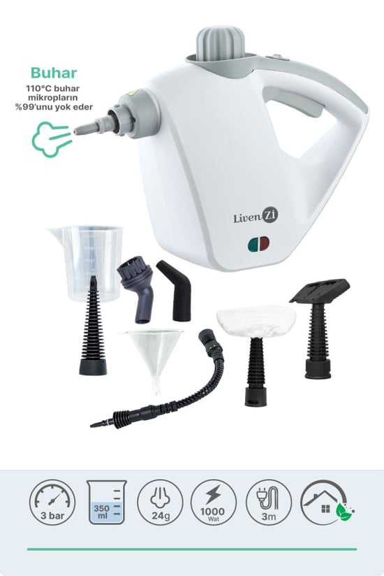 Livenzi Jjb-303 El Tipi Buharlı Temizleyici – Beyaz & Gri