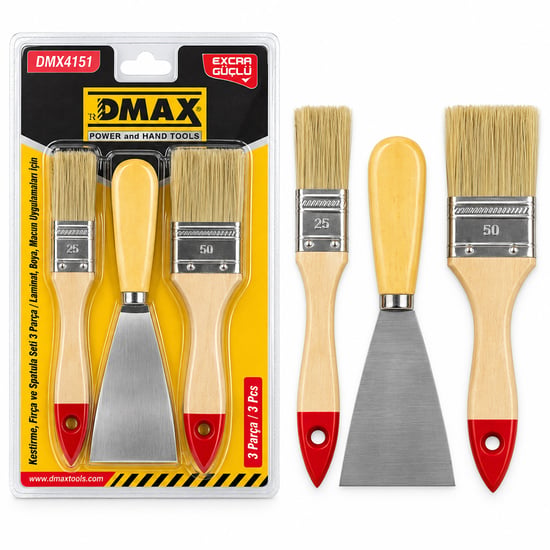 Dmax Dmx-4151 ( 3pcs ) Boyacı Seti ( 1pcs Spatula=50mm ) + ( 2pcs Kestirme Fırça=no-1-1.5)