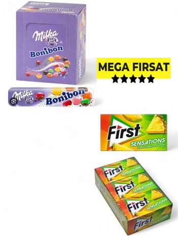 1 Koli Milka Bonibon +6 Pk First Sensations Tropikal Meyveli Sakız