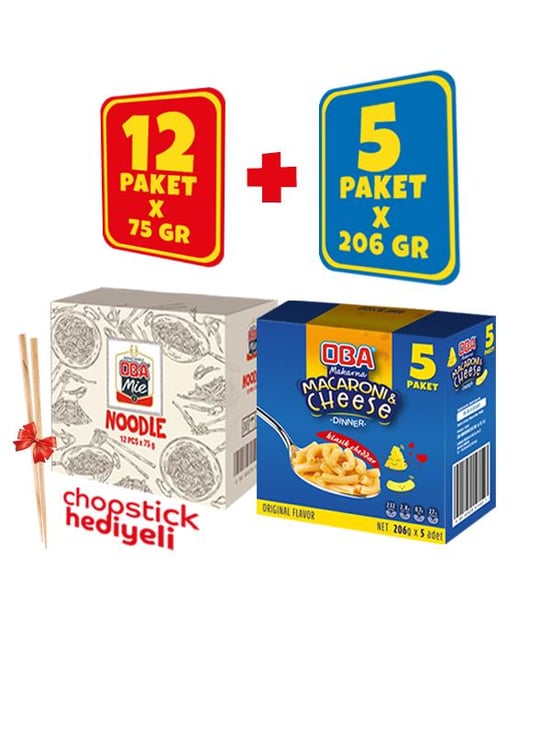 Oba 5’li Macaroni And Cheese (mac & Cheese) + 12’li Obamie Karma Noodle Paket