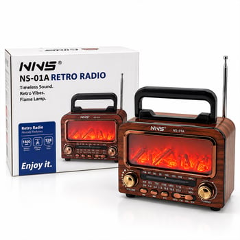 Nns Ns-01a Pl-4730 ( İbreli ) Şömineli Radyo & Retro ( Am & Fm & Sw )( Usb & Type-c Sarjlı )( Bt & Tf & Usb ) Speaker