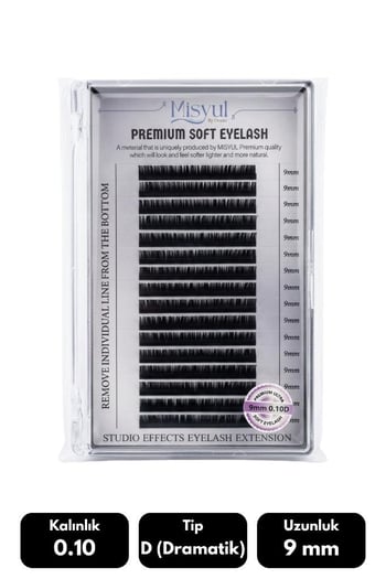 Misyul 0.10d Dramatik Kıvrım 9 Mm Soft Eyelash Doğal İpek Kirpik 16'lı