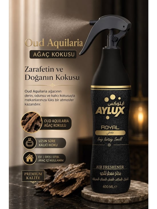 Aylux Royal Oda Parfümü, Tekstil Parfümü, Hava Ferahlatıcı, Koku Giderici ve Araç Kokusu 400 Ml