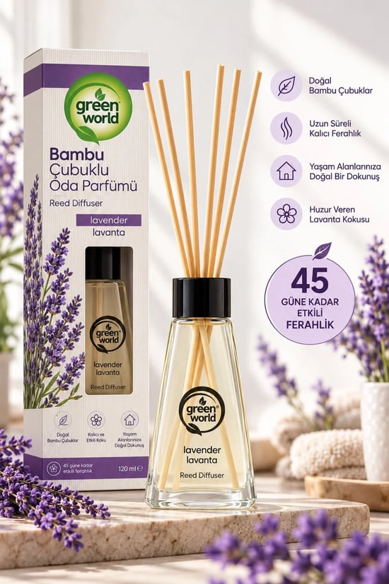 Green World Lavanta Lavender Bambu Çubuklu Oda Parfümü 100 Ml