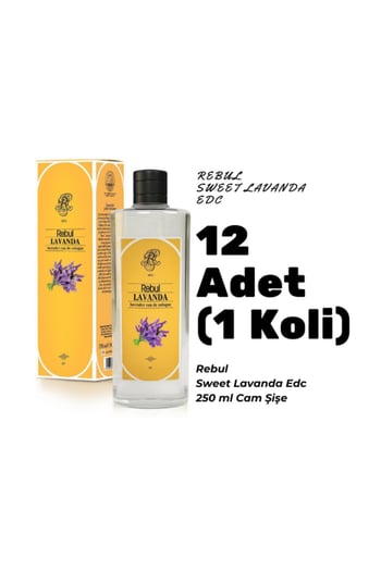 Rebul Lavanda Edc 250ml Cam Şişeli Lavanta Kokulu Kolonya 12 Adet (1 Koli)