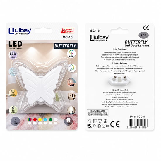 Ulbay Gc-15 ( Kelebek ) Led Gece Lambası