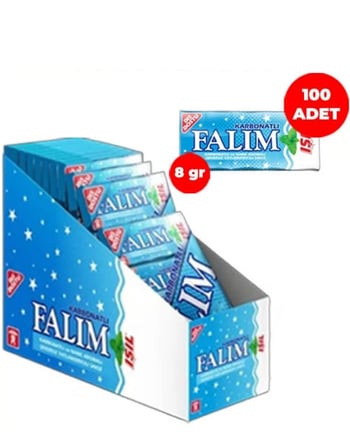 Falım Işıl Karbonatlı ve Nane Aromalı Şekersiz 5'li 8 gr 100 Adet Sakız