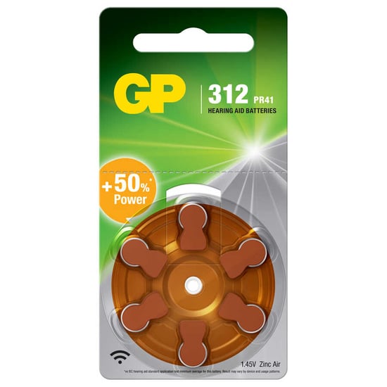 Gp Batteries Gpza312 Da312/ac312/za312 Boy İşitme Cihazı Kulaklık Pili, 1.45 Volt, 6'lı Kart