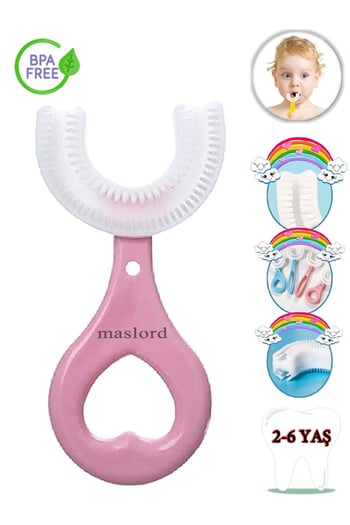 U Tipi Yeni Nesil Diş Fırçası - Pembe - Kalp Model 2-6 Yaş