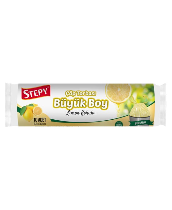 Stepy Limon Kokulu Büzgülü Çöp Torbası Büyük Boy 10 Poşet