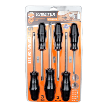 Knitex Ktx-2523 6pcs Tornavida Seti ( 6x150 Yıldız & 5x125 Düz-yıldız & 4x120 Düz-yıldız & 3x75 Düz )