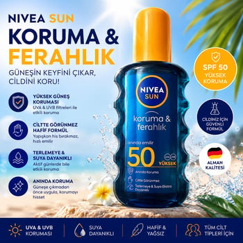 Nivea Sun 200 ml Sprey Koruma & Ferahlık 50+ SPF