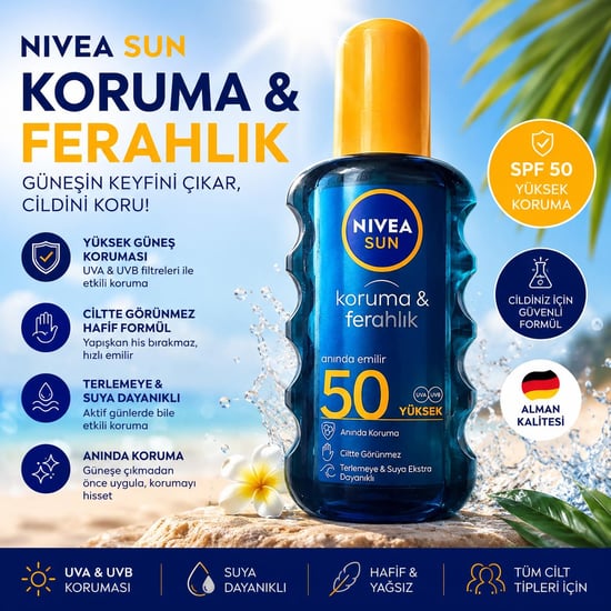 Nivea Sun 200 ml Sprey Koruma & Ferahlık 50+ SPF