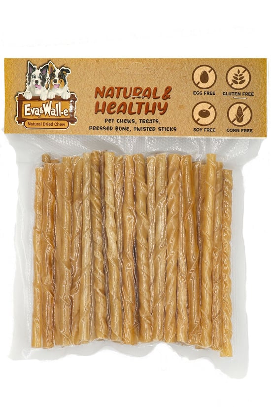 Eva & Walle Doğal Köpek Burgu Çubuk 50’li 12cm | Her Irk ve Boy İçin Kolajen Destekli Çiğneme Ödülü (250g)