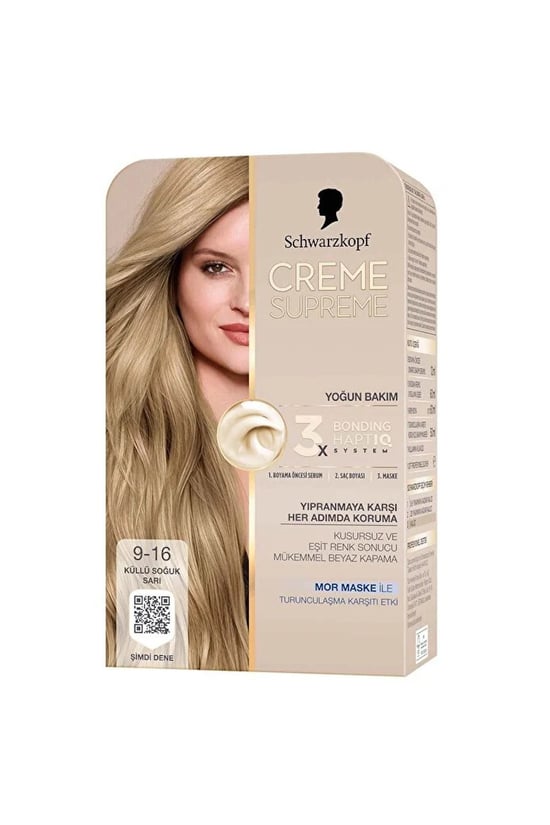 Schwarzkopf Creme Supreme Küllü Soğuk Sarı Kadın Saç Boyası 9-16