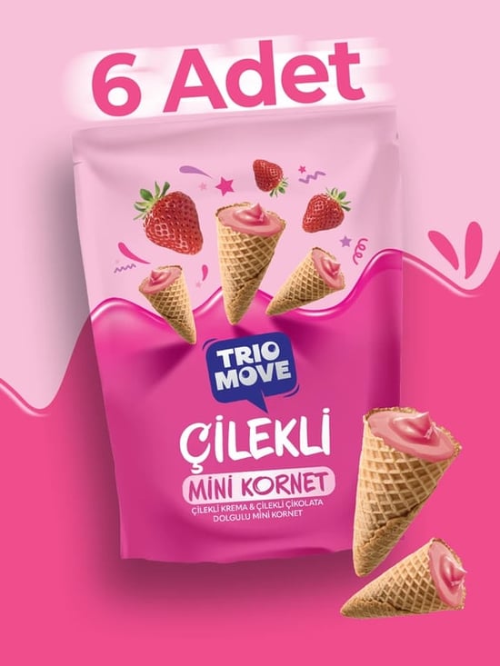 Trio Move Mini Kornet Çilekli 55 Gr *12'li