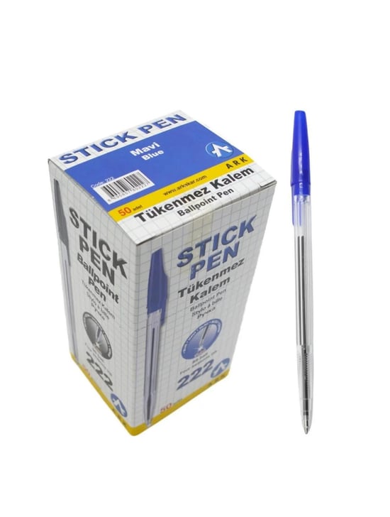 Ark Tükenmez Kalem Kapaklı Mavi Renk 50'li