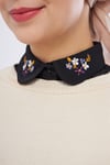 Hürrem Bone Siyah Gömlek Yakalı Boyunluk Terikoton Nakışlı Çiçek Desenli 1023_01