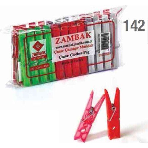 Zambak 142 Çınar Mandal 24'lü-plastik Renkli Çamaşır Mandal