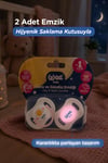 Wee Baby 2'li Gece Gündüz Damaklı Silikon Emzik 0-6 Ay (saklama Kabı Hediyeli) Pembe
