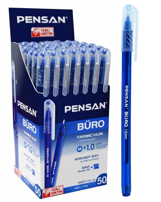 Pensan Büro Mavi Tükenmez Kalem 1mm Uçlu