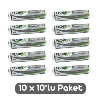 Florex Standart Battal Boy Çöp Torbası 72x95 Cm 10'lu Rulo Siyah 10 Rulo (100 Adet)