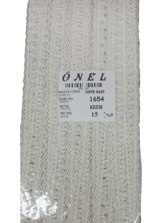 Dantel Polyester Güpür Bant Krem 15 Metre En 3 Cm On-1654-k