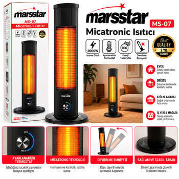 Marsstar Ms-07 ( Dik ) Isıtıcı Soba Micatronic Heater ( 2000w ) ( 8.6a )