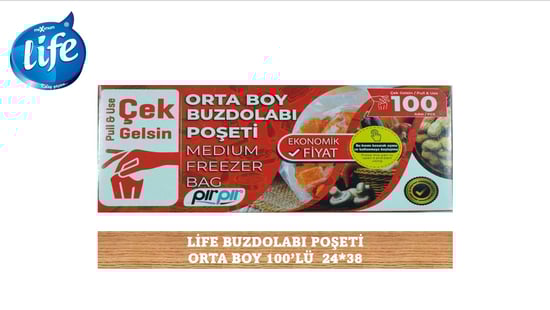 Pırpır Çek Gelsin 100'lü Buzdolabı Poşeti Orta Boy