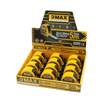 Dmax Dmx-4747 ( 5mt X 25mm ) Çelik Şerit Metre ( Stoplu ) ( Otomatik Kilit= Bas Durdur & Çek Sarsın )