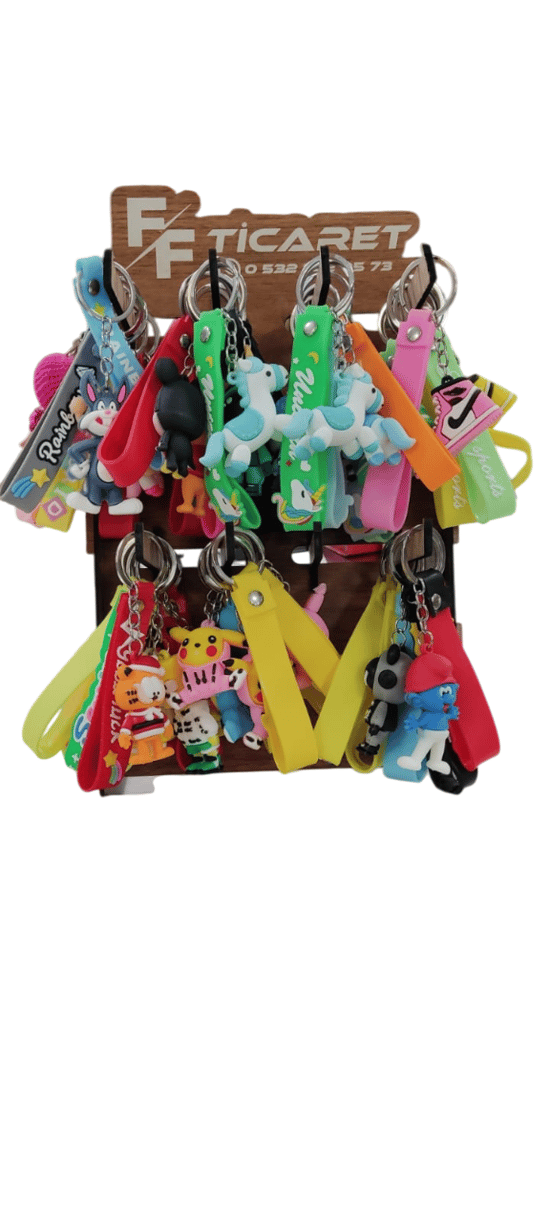 Yeni Nesil Karışık Silikon Anahtarlık (orta Boy Standlı)