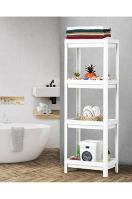 Shelf Unit Maggie Ombeg Om-1016-0530-0251 ( 4 ( Çukur ) Raflı & Beyaz ) ( Dikdörtgen ) Raf Ünitesi Plastik