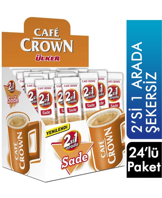 Cafe Crown Kahve Şekersiz 2'si 1 Arada 24'lü Paket