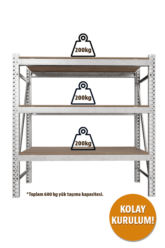 Ağır Yük Raf Ünitesi 180x180x60 Cm
